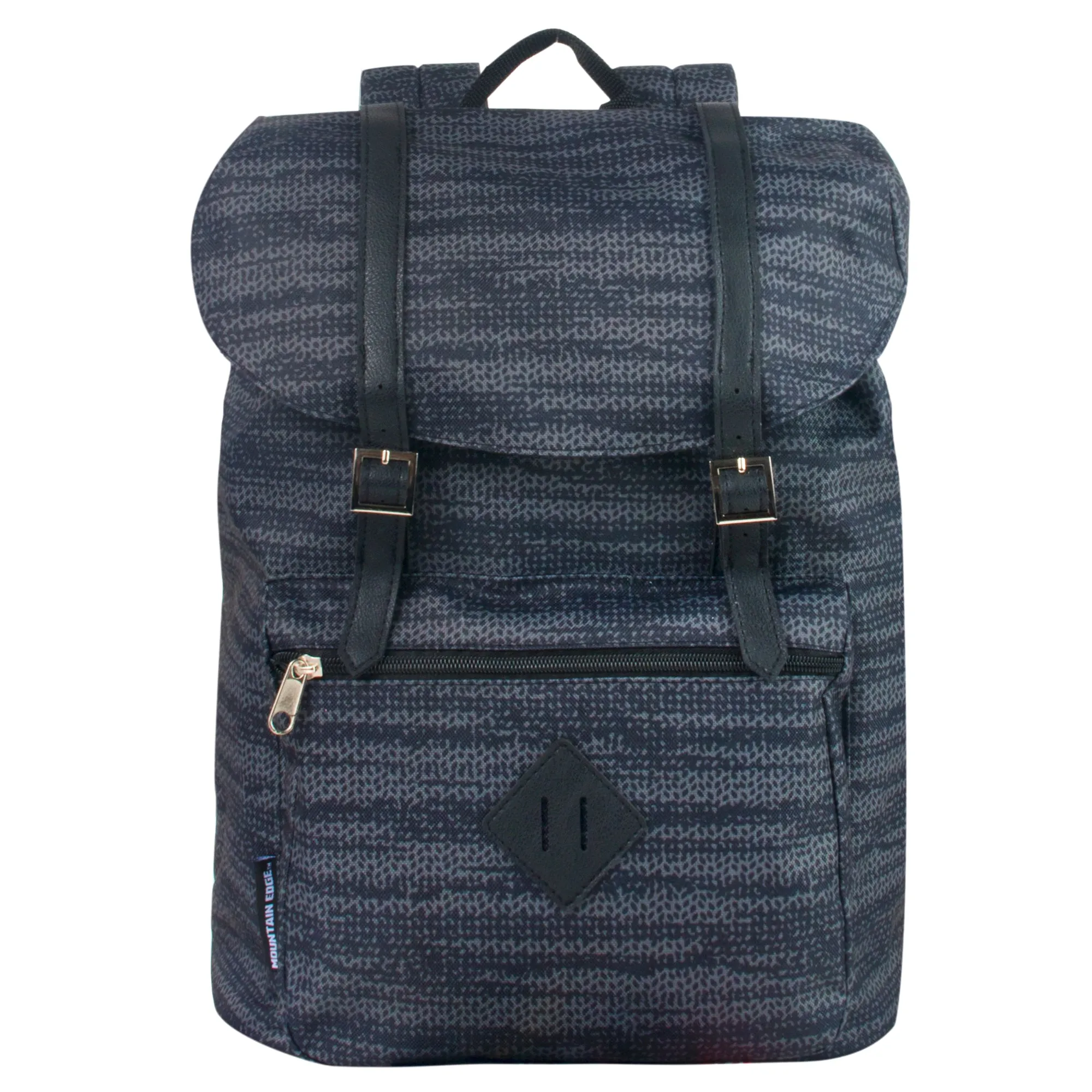 17-inch Printed Double Buckle Backpack - Navy