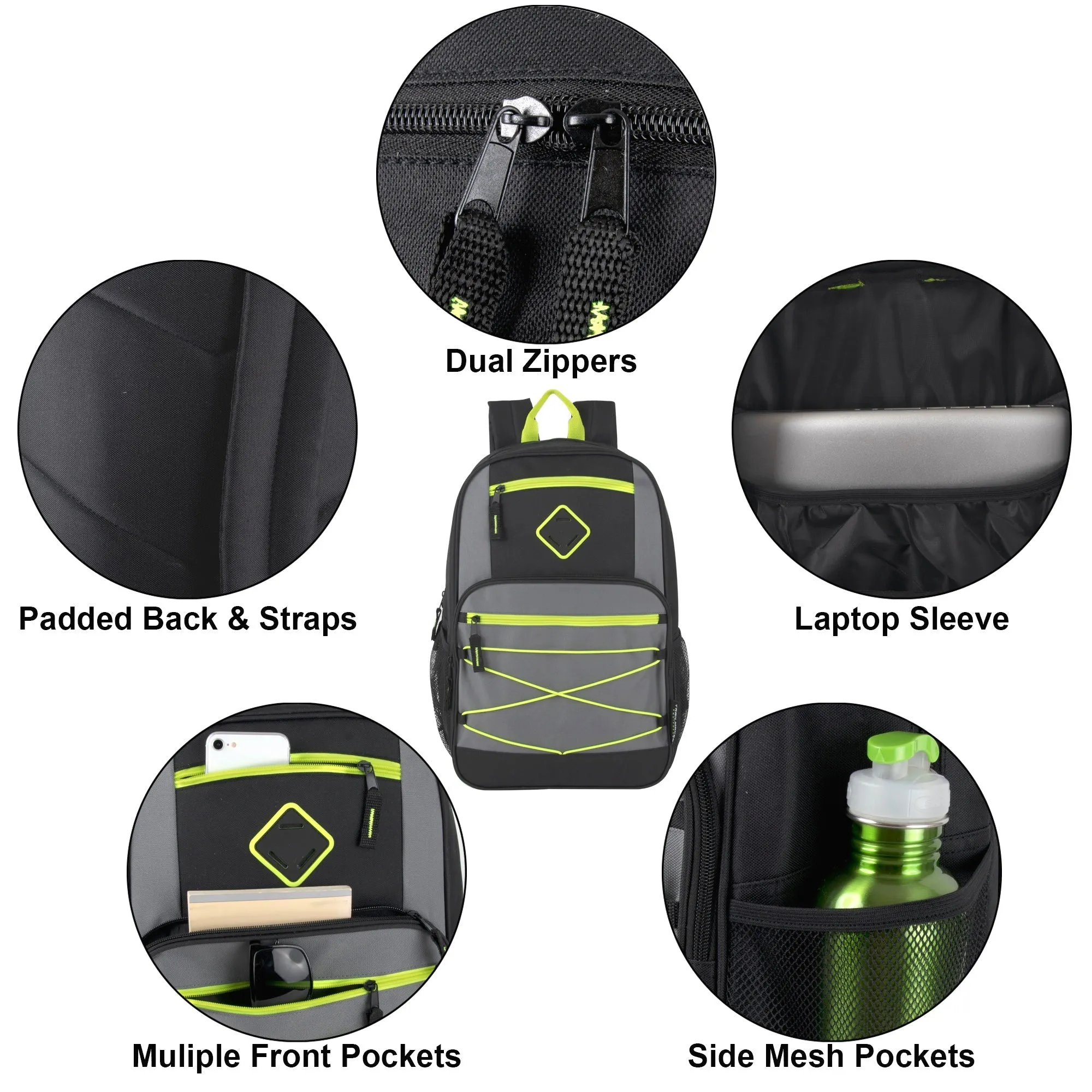 18 Inch Dome Bungee Backpack with Laptop Section - 4 Colors