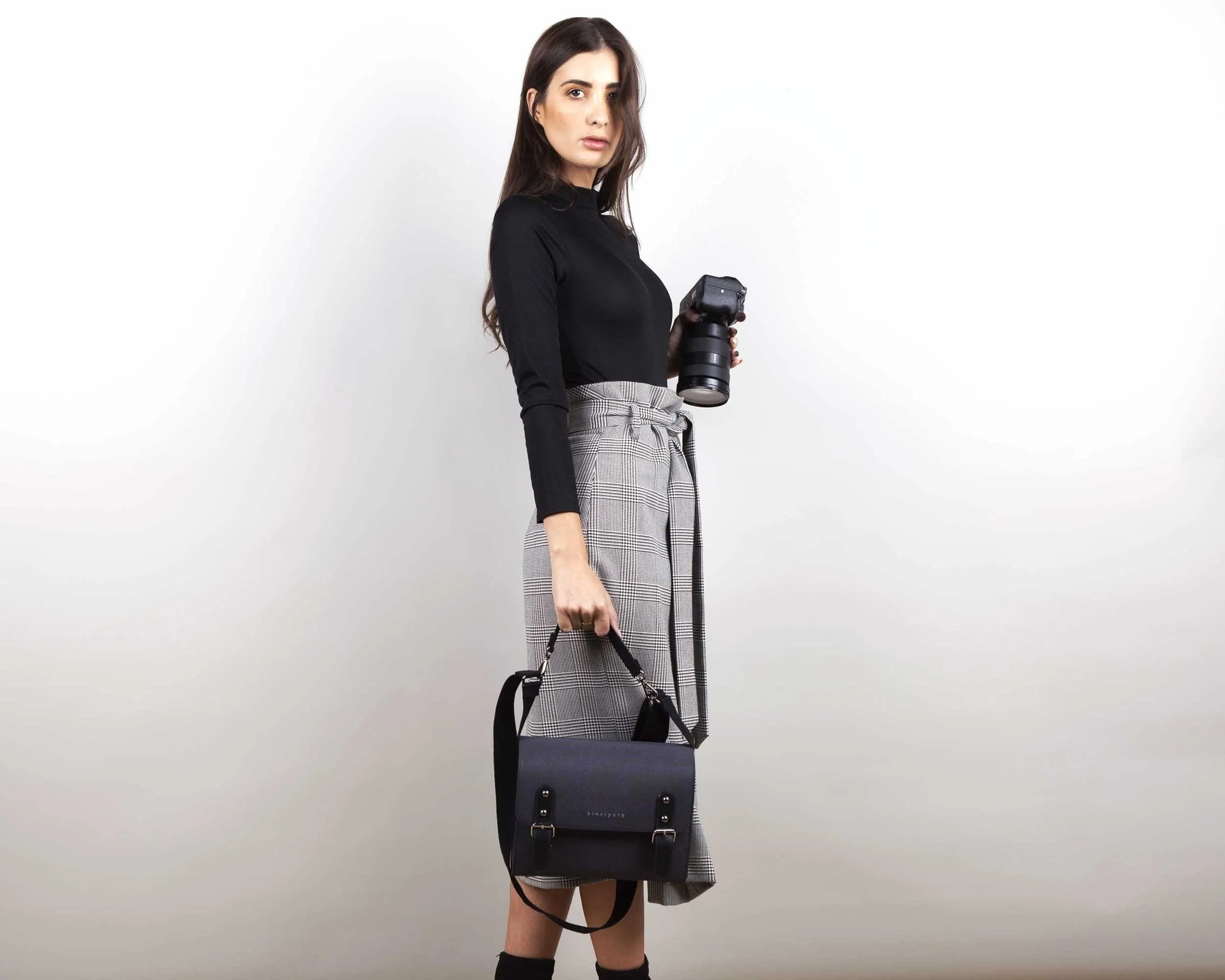 Anthracite Grey Binalpath Canvas Camera Shoulder Bag - Ace