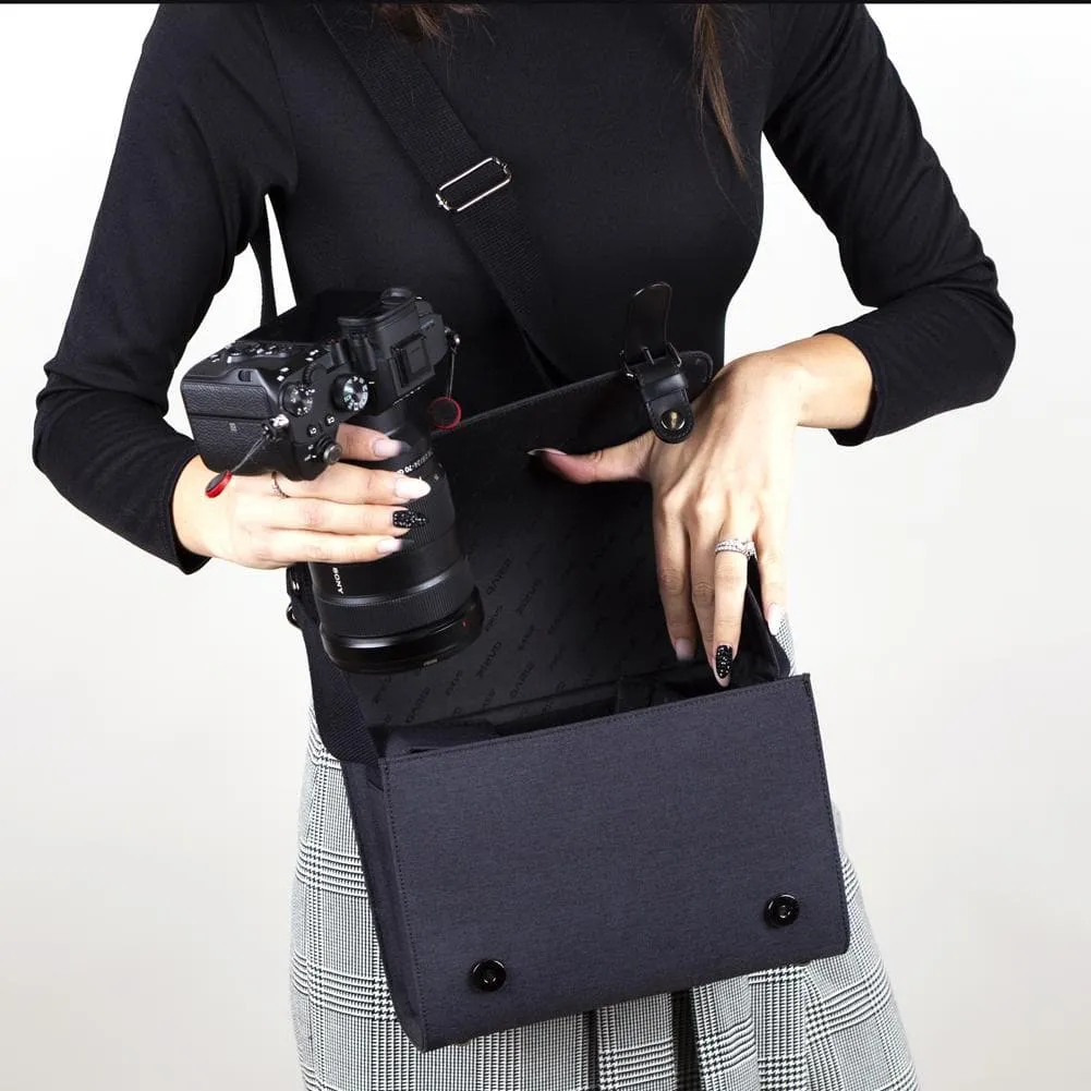Anthracite Grey Binalpath Canvas Camera Shoulder Bag - Ace