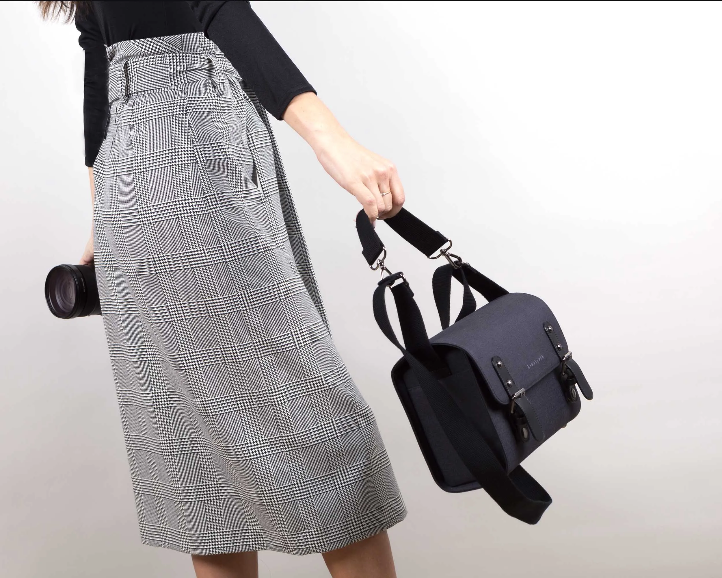 Anthracite Grey Binalpath Canvas Camera Shoulder Bag - Ace