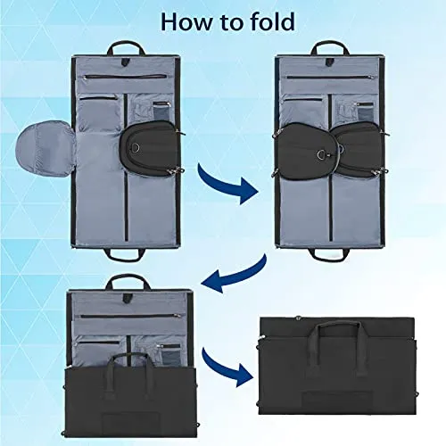 BUG Garment Bags, Convertible Garment Bag with Shoulder Strap, Shoes Compartment, Carry on Travel Suit Bags, 2 in 1 Garment Duffle Bag for Men Women Weekender Bag (Extra Large Dark Black)