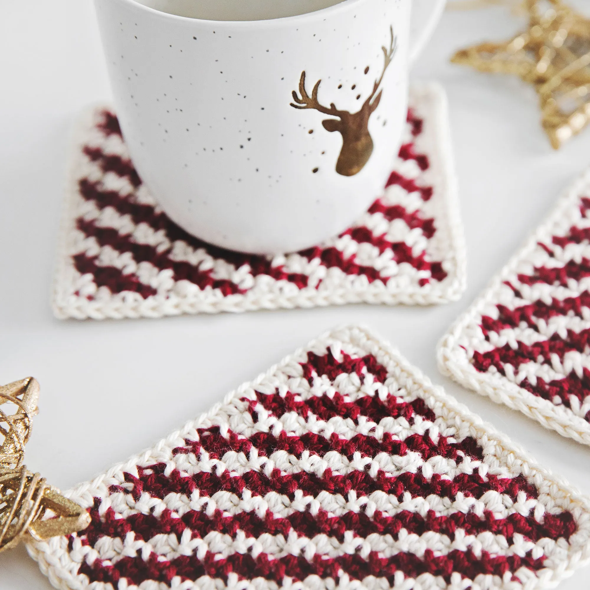 Candy Cane Coasters Crochet Pattern