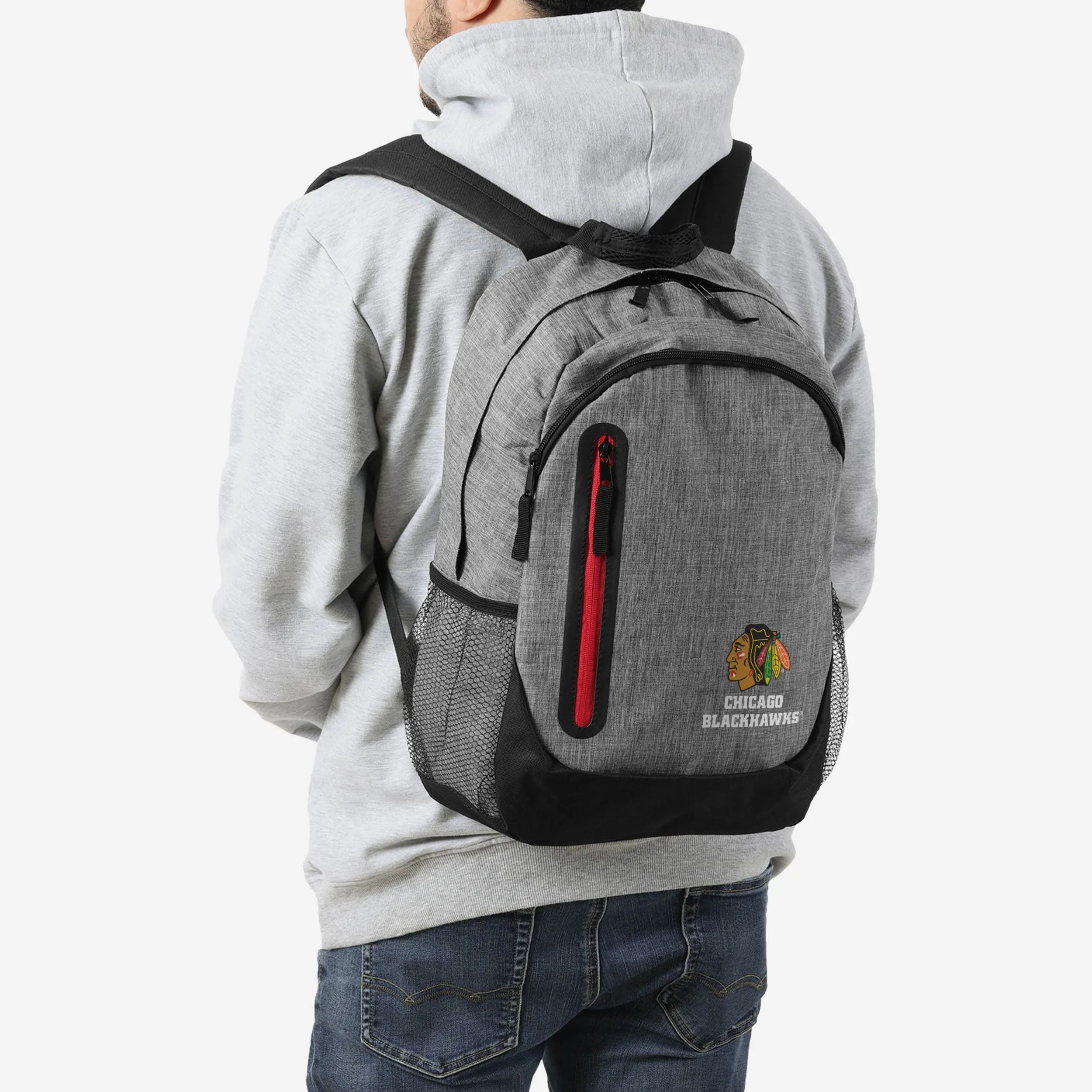 Chicago Blackhawks Heather Grey Bold Color Backpack