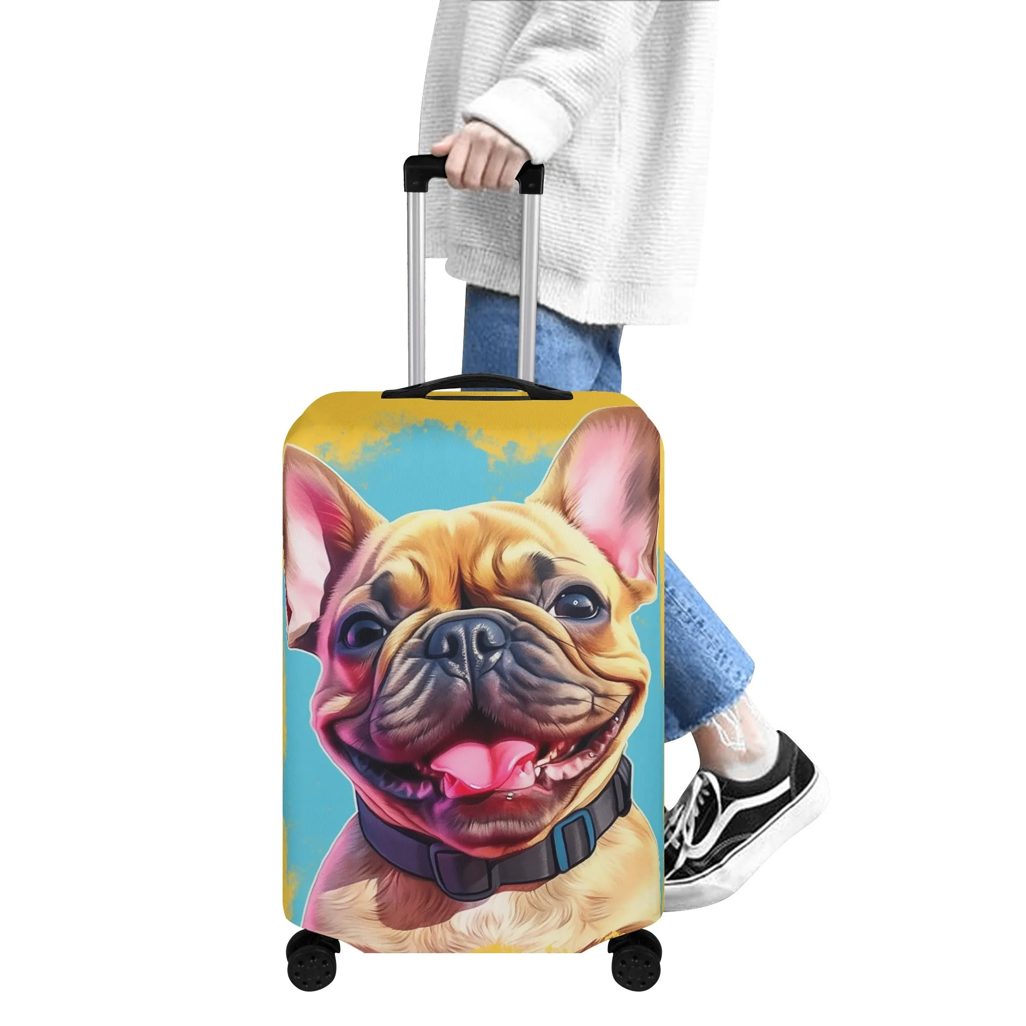 Custom Luggage Cover with Frenchie picture