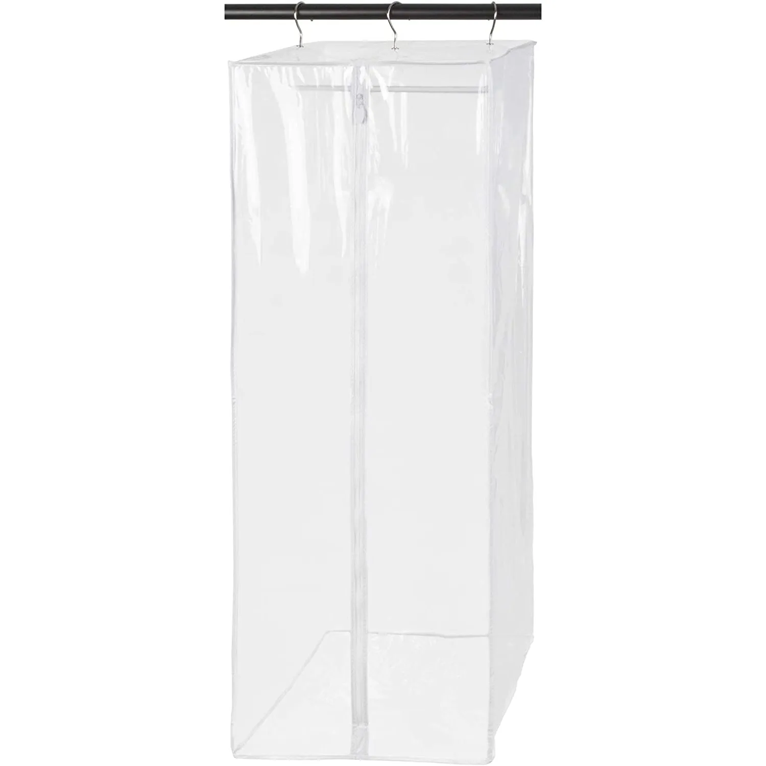 Garment Bag - Clear Hanging Closet Organizer - Durable Zippered Cover with Rod Protects Dresses, Suits, and Jackets from Dust and Moist- Top Metal Frame to Keep All Your Stuff in Shape- 42" x 20" x 15
