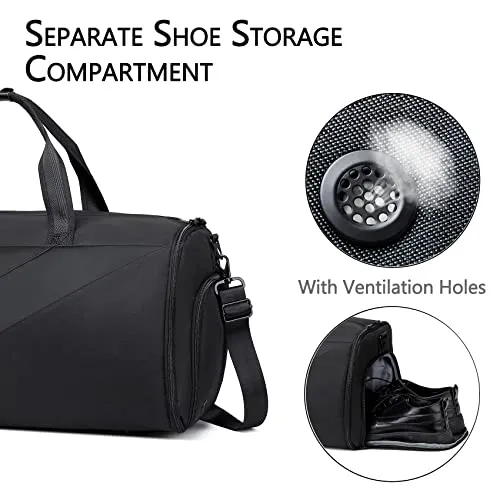 Garment Bags for Travel,Carry on Suit Bags for Men Travel,Garment Bag with Shoe Compartment,2 in 1 Waterproof Convertible Garment Bag with Shoulder Strap Black