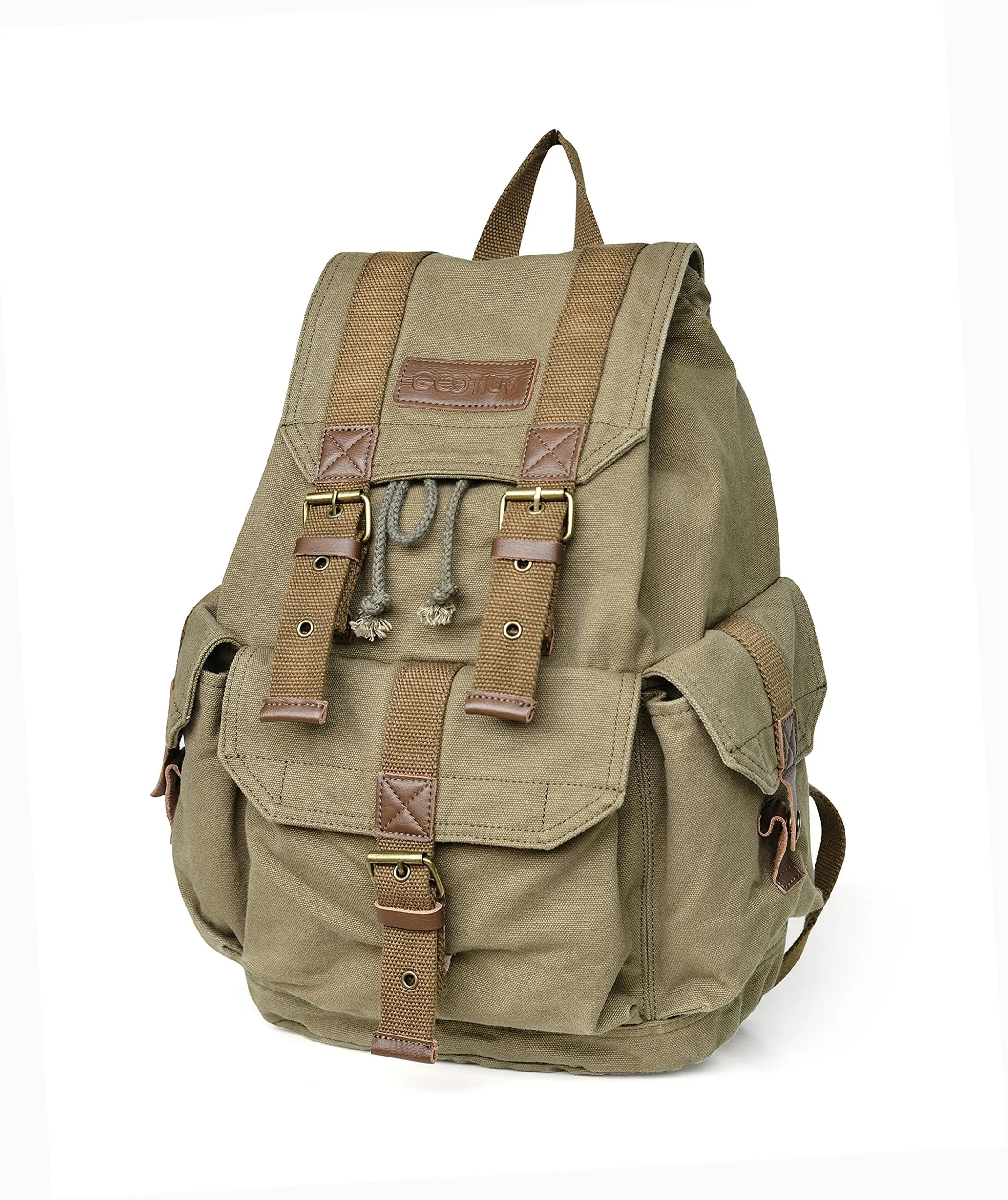 Gootium 21101AMG-S Specially High Density Thick Canvas Backpack Rucksack, Army Green Size Small