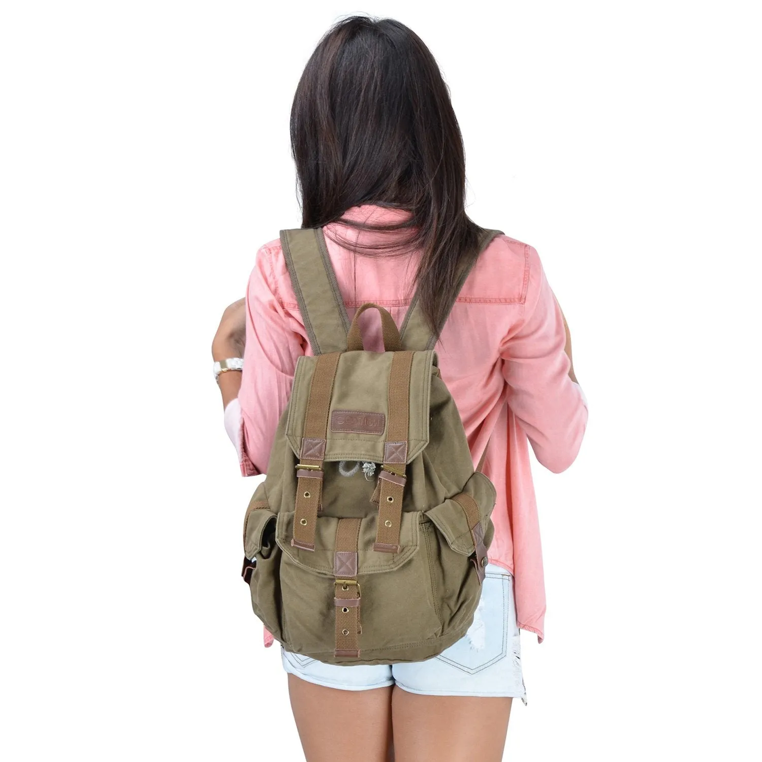 Gootium 21101AMG-S Specially High Density Thick Canvas Backpack Rucksack, Army Green Size Small
