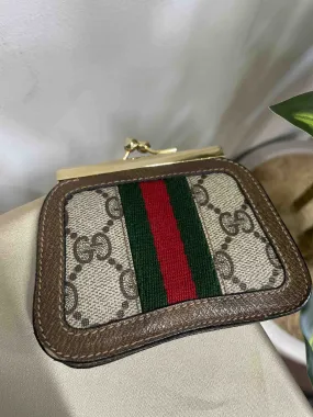 Gucci GG Supreme Beige and Ebony Coin Case Small Leather Goods