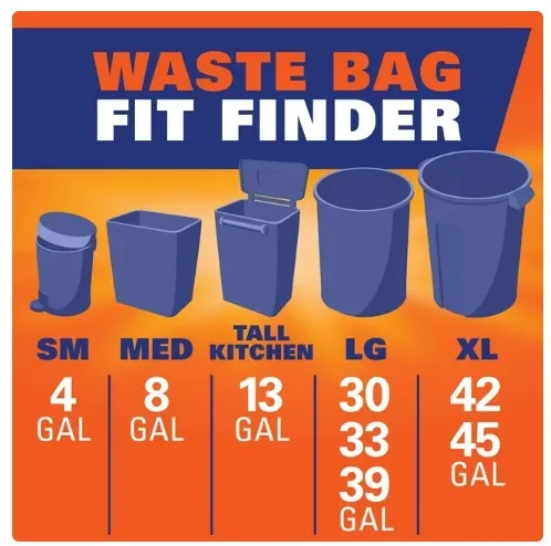 Hefty Ultra Strong Multipurpose Large Trash Bags, Black, 33 Gallon, 40 Count, White Pine Breeze Scent