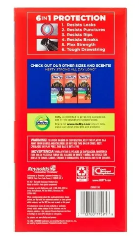 Hefty Ultra Strong Multipurpose Large Trash Bags, Black, 33 Gallon, 40 Count, White Pine Breeze Scent