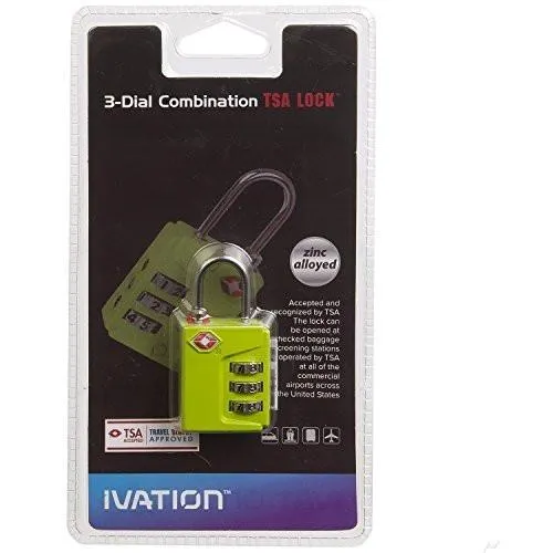 Ivation Luggage lock, Three Dial TSA Approved Combination