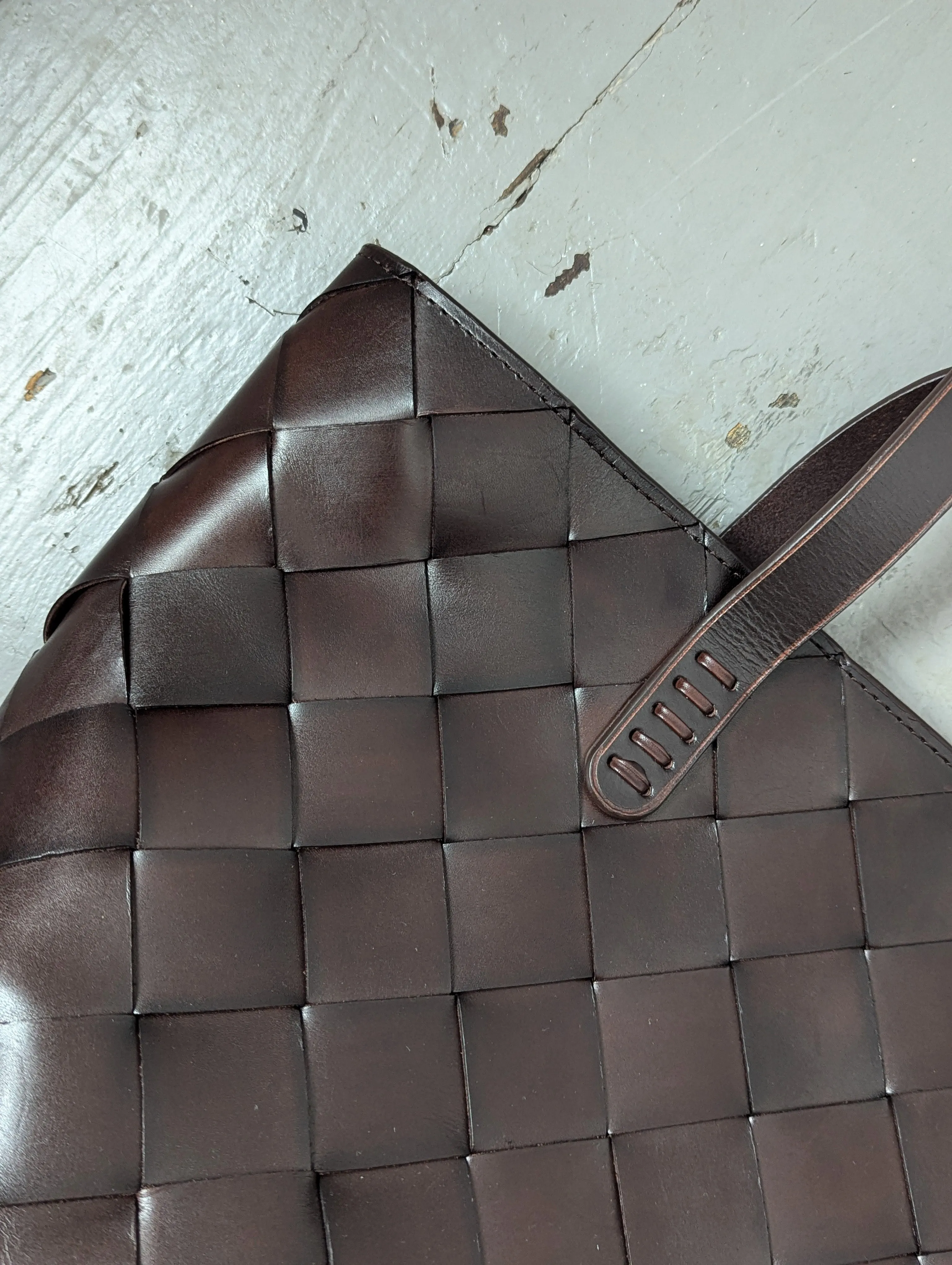 Japan Dark Brown Crossover Leather Tote
