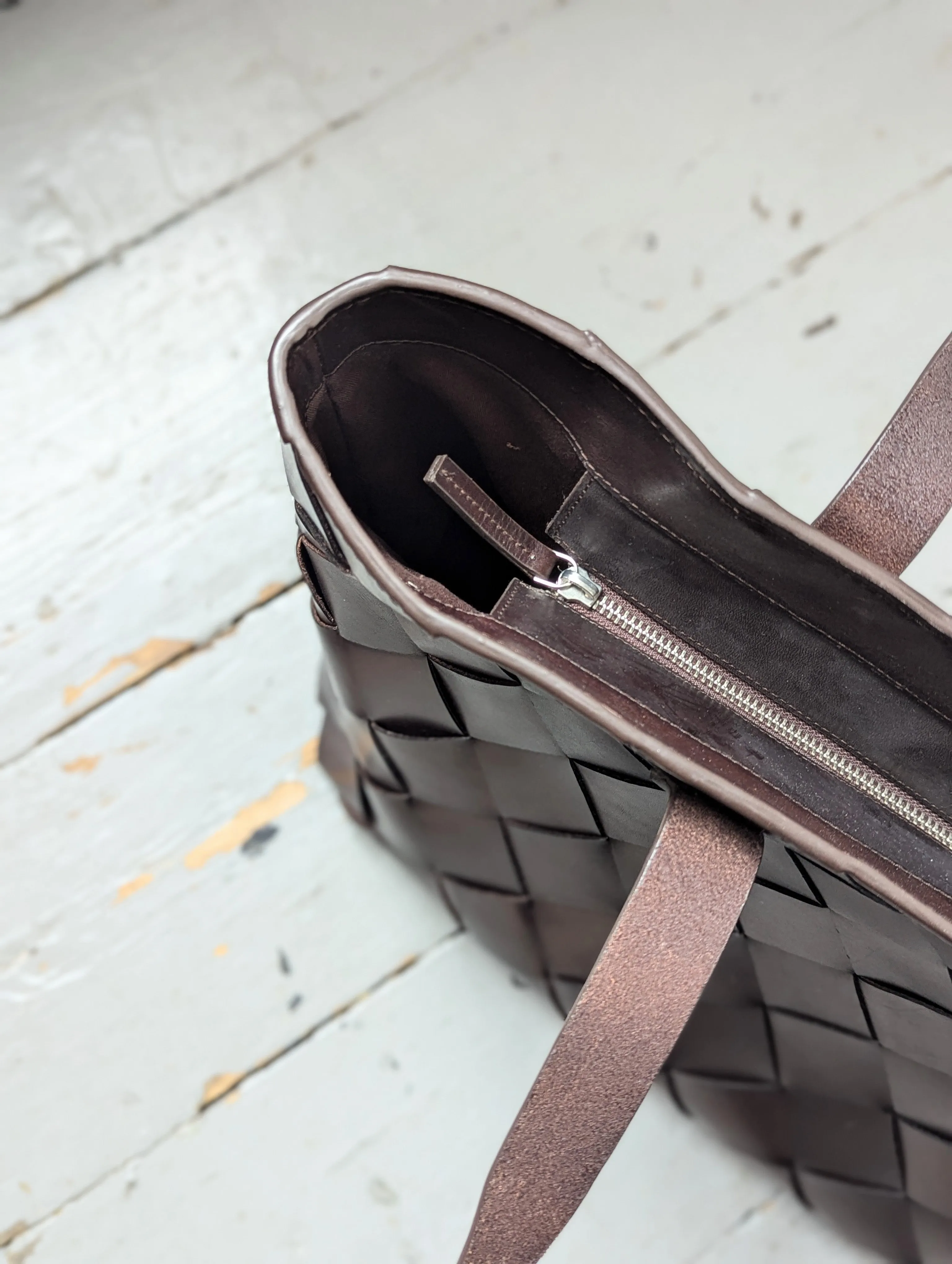 Japan Dark Brown Crossover Leather Tote