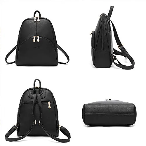 Nevenka Brand Women Bags Backpack PU Leather Zipper Bags Purse Casual Backpacks Shoulder Bags (RED)
