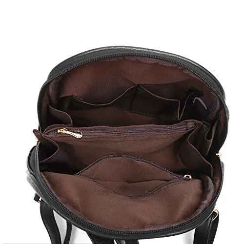 Nevenka Brand Women Bags Backpack PU Leather Zipper Bags Purse Casual Backpacks Shoulder Bags (RED)