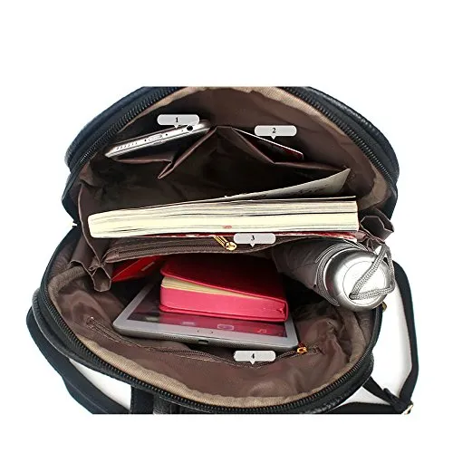 Nevenka Brand Women Bags Backpack PU Leather Zipper Bags Purse Casual Backpacks Shoulder Bags (WHITE)