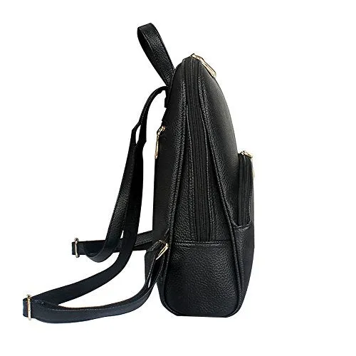 Nevenka Brand Women Bags Backpack PU Leather Zipper Bags Purse Casual Backpacks Shoulder Bags (WHITE)