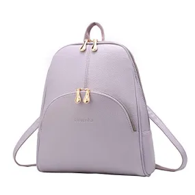 Nevenka Brand Women Bags Backpack Purse PU Leather Zipper Bags Casual Backpacks Shoulder Bags (Light Purple)