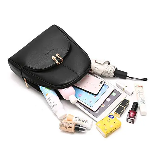 Nevenka Brand Women Bags Backpack Purse PU Leather Zipper Bags Casual Backpacks Shoulder Bags (Light Purple)