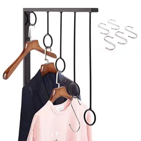 OKOMATCH Clothes Hanger Wall Mounted Clothing Organizer/Drying Rack/Garment Dispaly   5Pcs Stainless Steel Hooks,Indoor & Outdoor Use,Heavy Duty (Black)