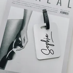 Personalised Luggage Tag | Signature in White