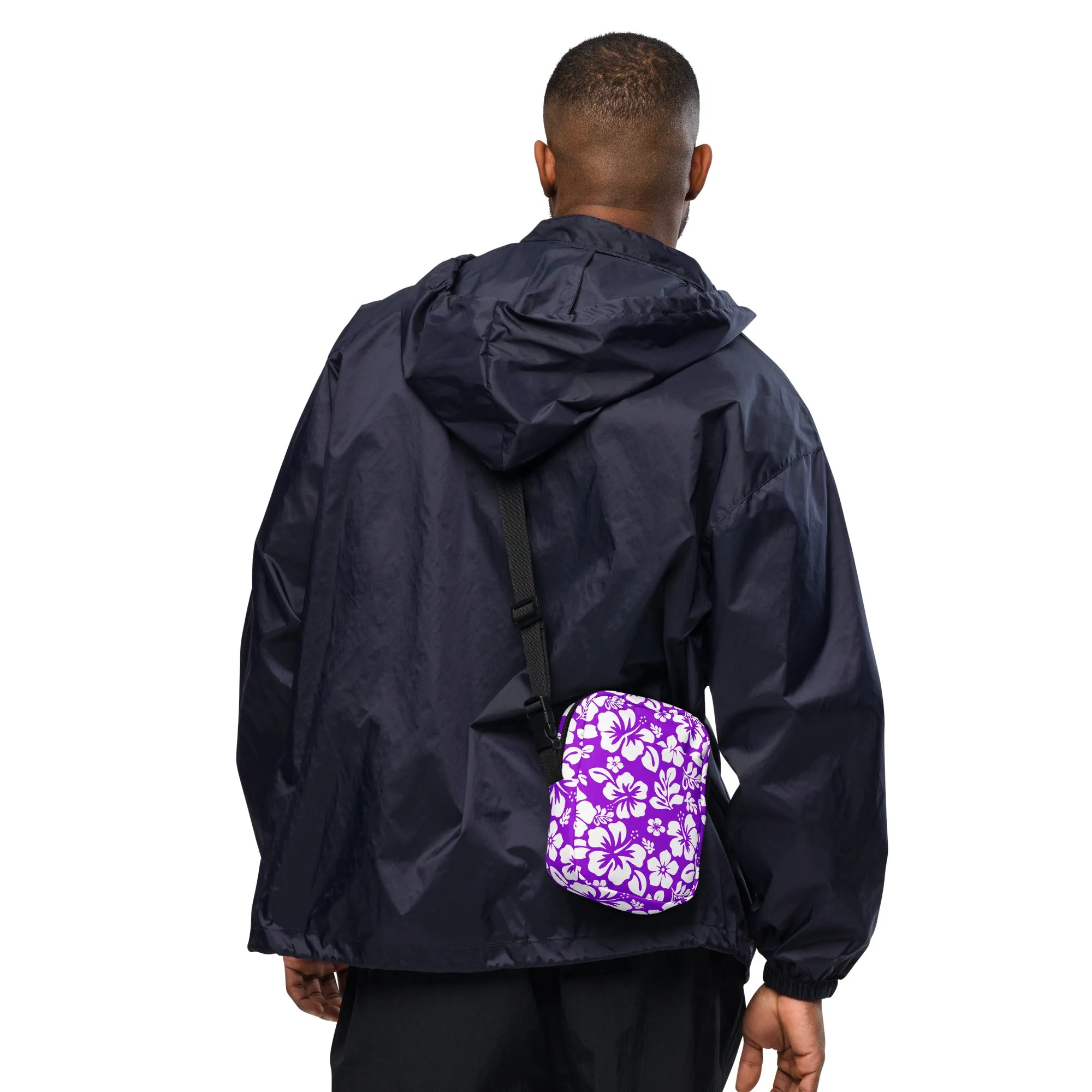 Purple and White Hawaiian Flowers Crossbody Bag