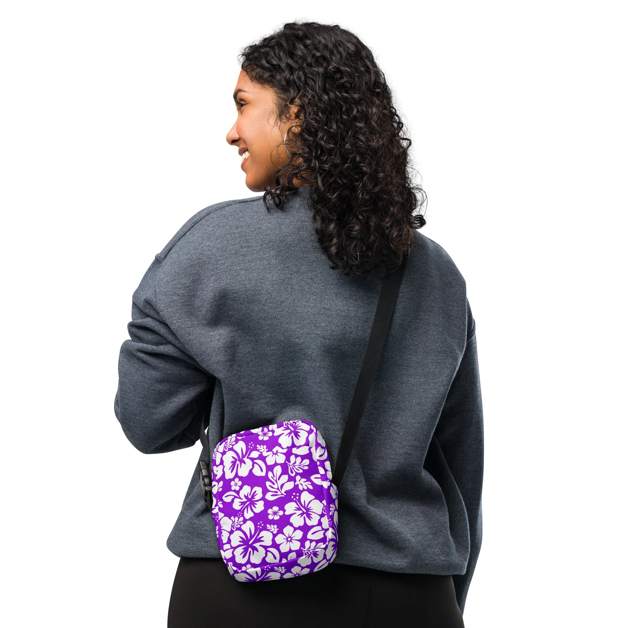 Purple and White Hawaiian Flowers Crossbody Bag