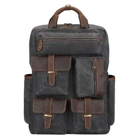 S-ZONE Vintage Crazy Horse Genuine Leather Backpack