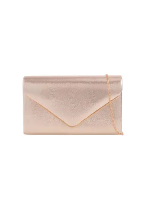 SCULPT  CLUTCH WITH GLEAMING DETAIL IN GOLD FAUX LEATHER