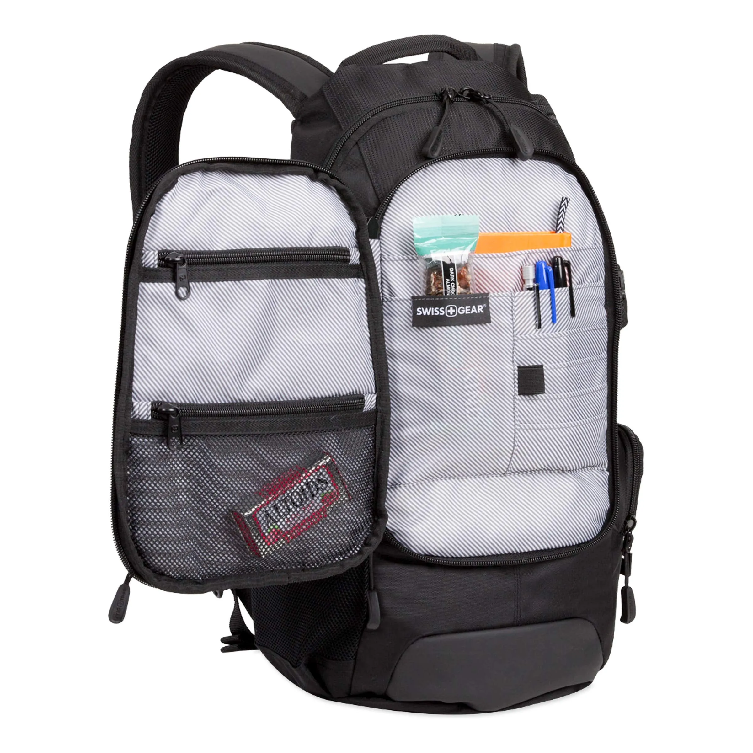 SWISSGEAR Compact Organizer Backpack | Narrow Profile Daypack| Men's and Women's - Black