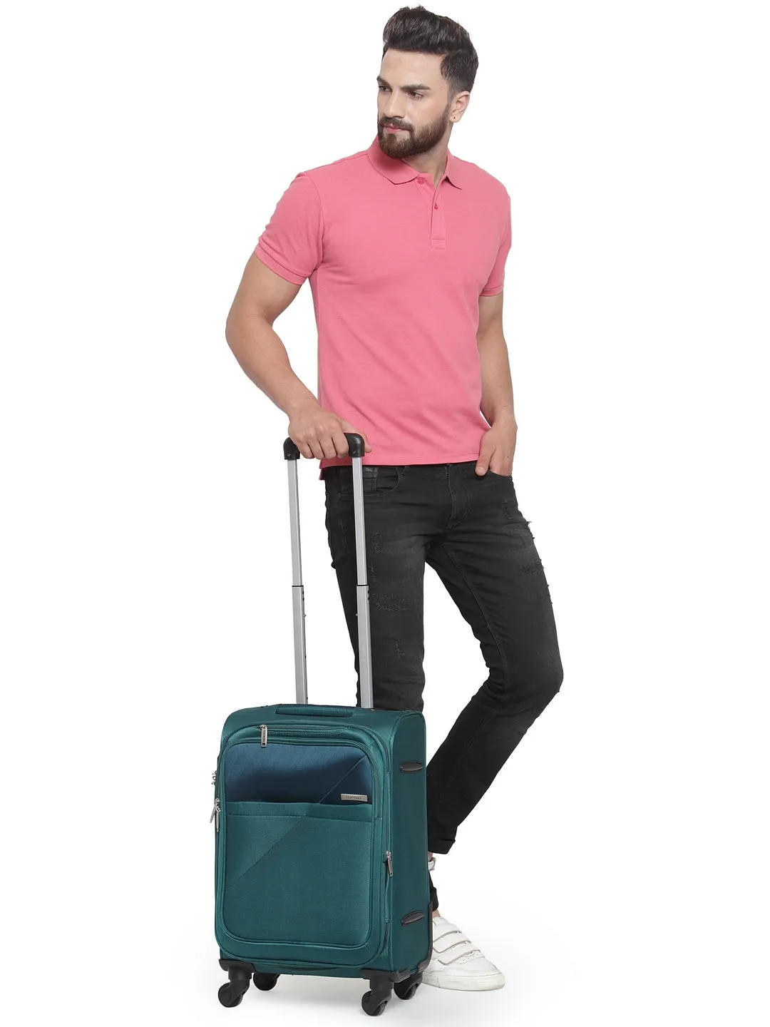 Teakwood Unisex Teal Trolley Bag -Small