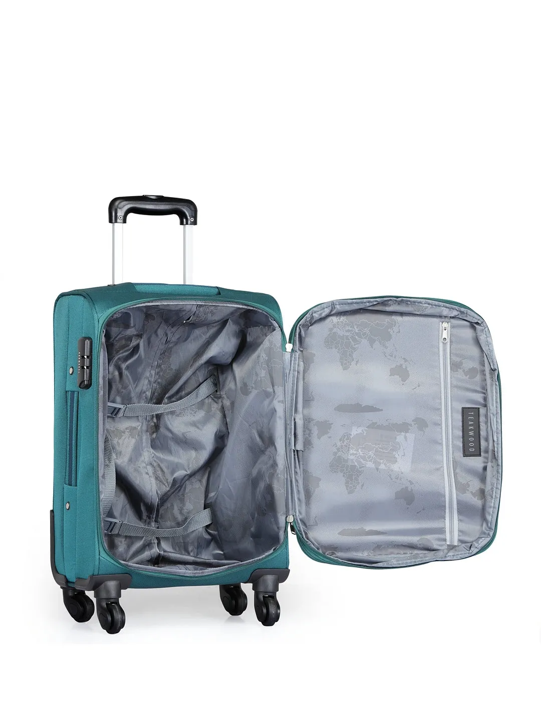 Teakwood Unisex Teal Trolley Bag -Small