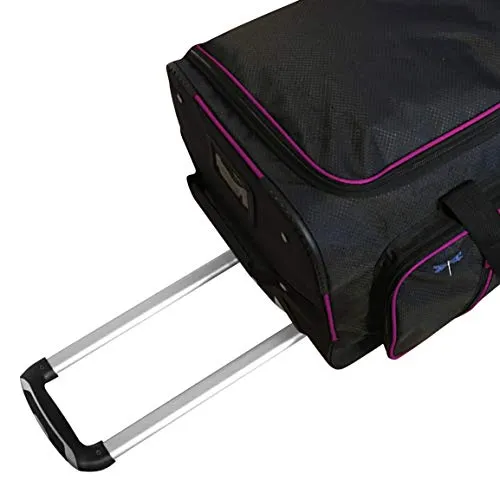Travolution 23 Inch Garment Rack Duffel with Wheels, Black/Pink
