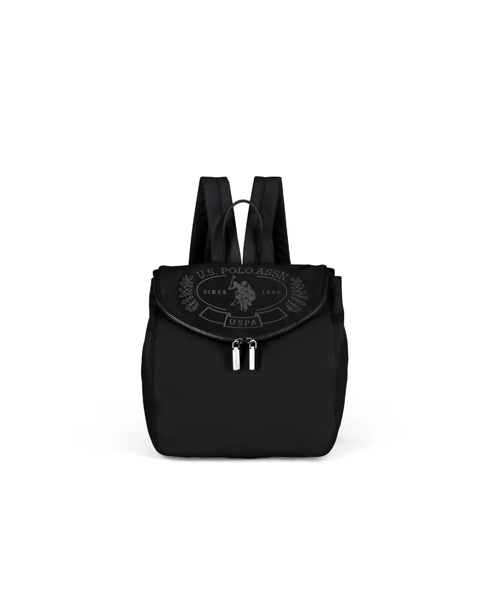 US POLO WOMEN SPRINGF FLAP BACKPACK NYLON IN BLACK